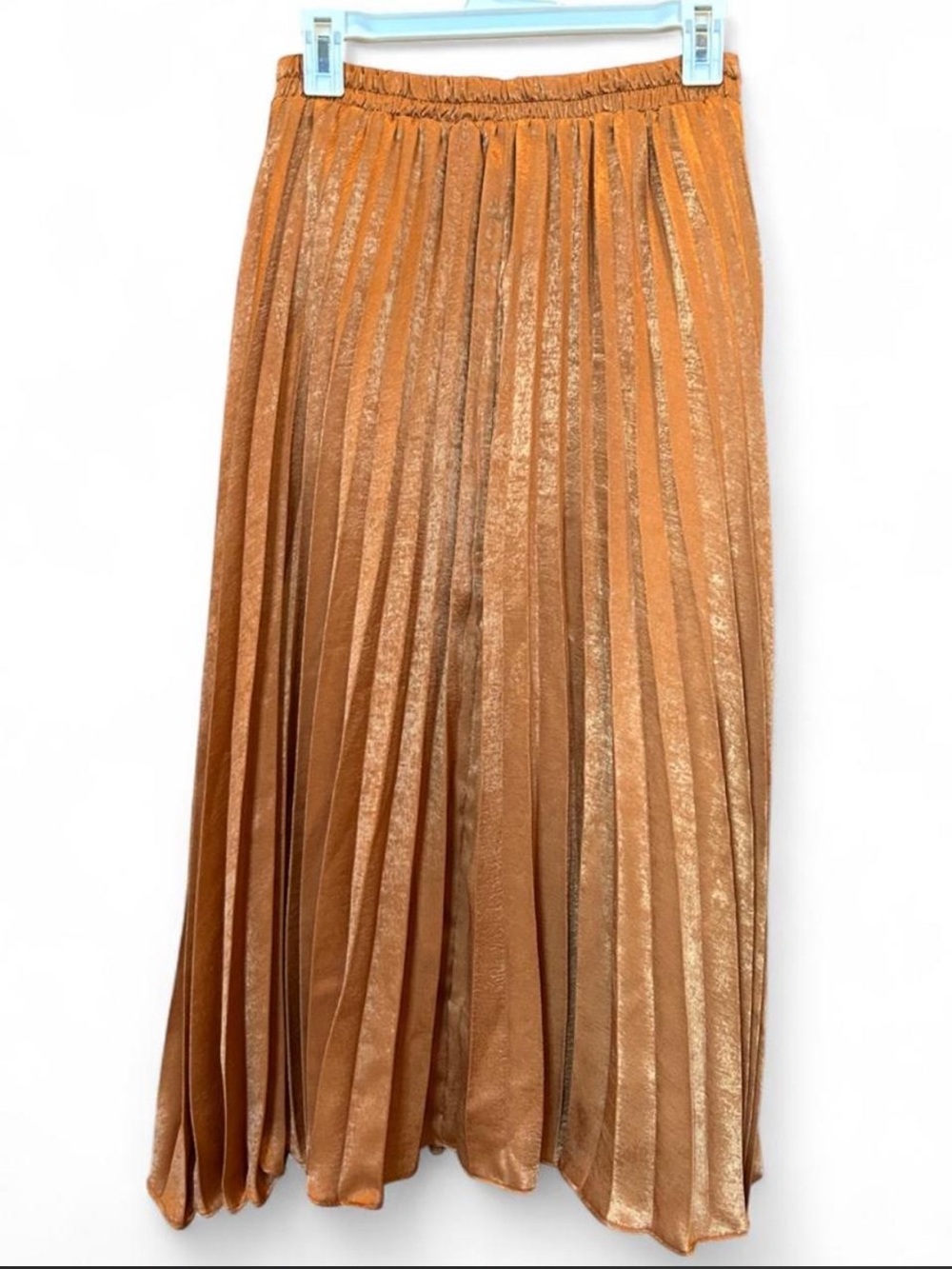 Lucy Paris Metallic Pleated Maxi Skirt - Copper Brown